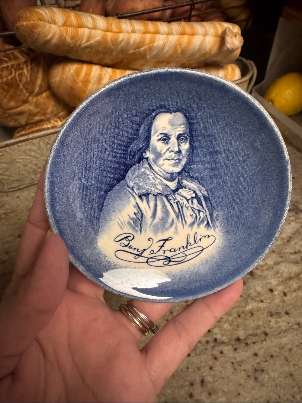 Wedgwood Blue Benjamin Franklin Collectible Ceramic Coaster